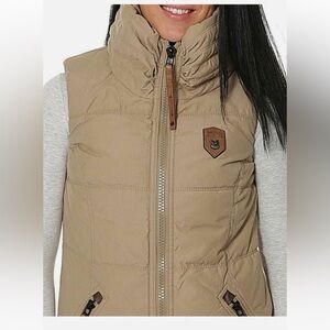 Naketano Full Zip Insulated Fleece Lined Funnel Neck Puffer Vest Pink Size S